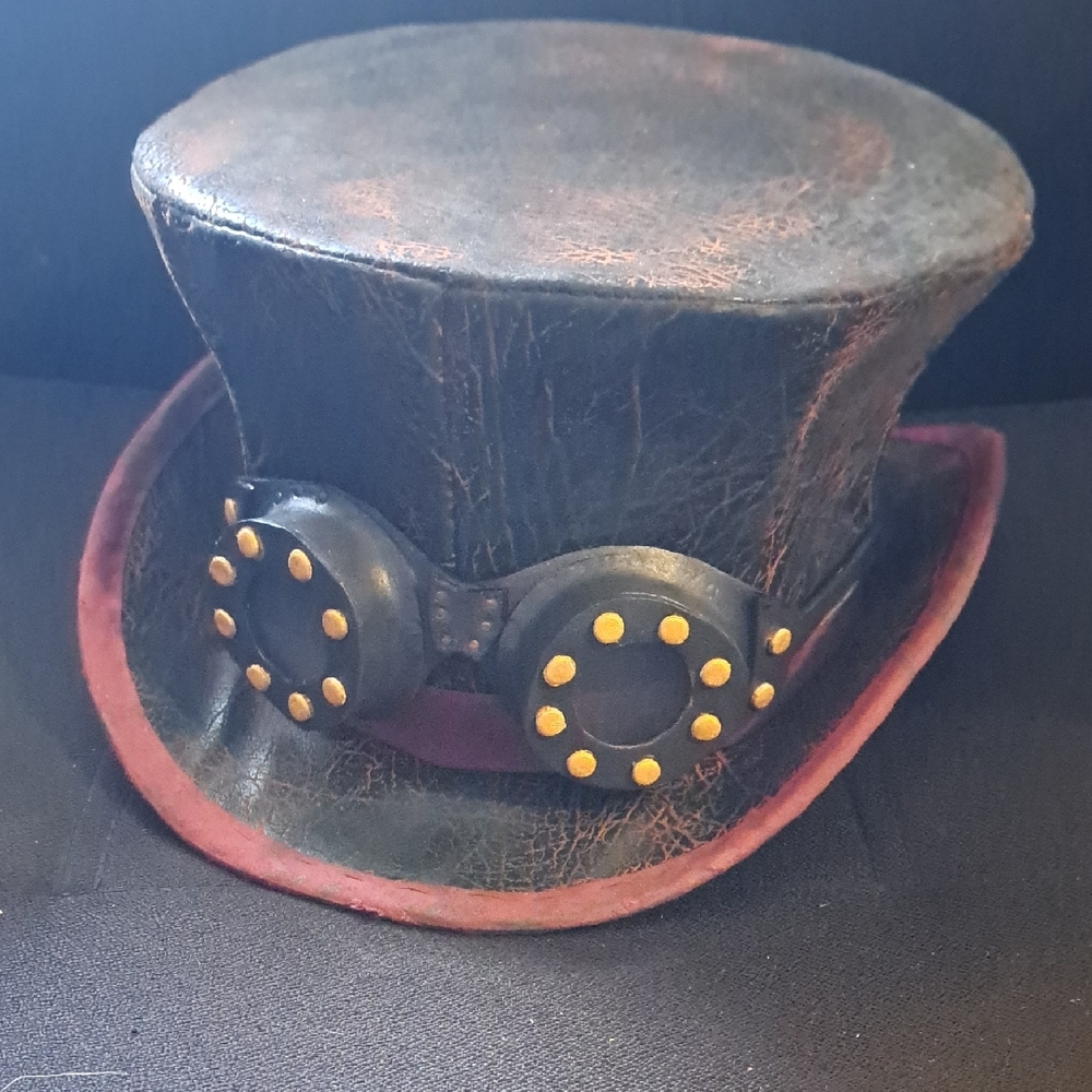 Vintage Steampunk Leather Top Hat